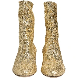 Gold Sequined Short Boots Stretch Shoes