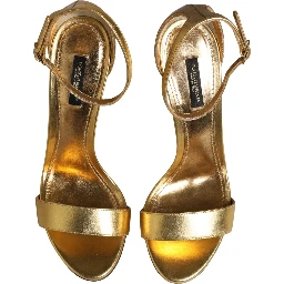Gold Leather Keira High Heels Sandals Shoes