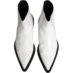 White Leather Chelsea SlipOn Ankle Boots Shoes