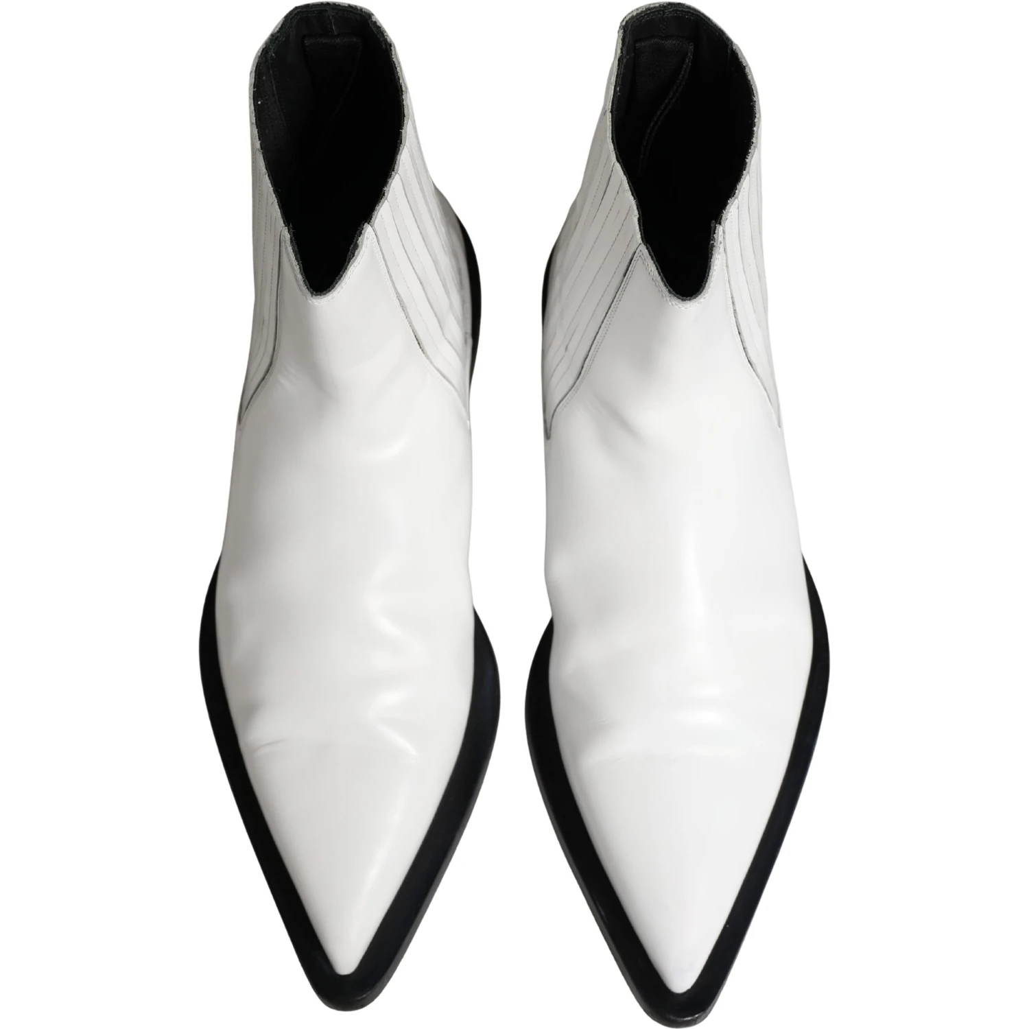 White Leather Chelsea SlipOn Ankle Boots Shoes