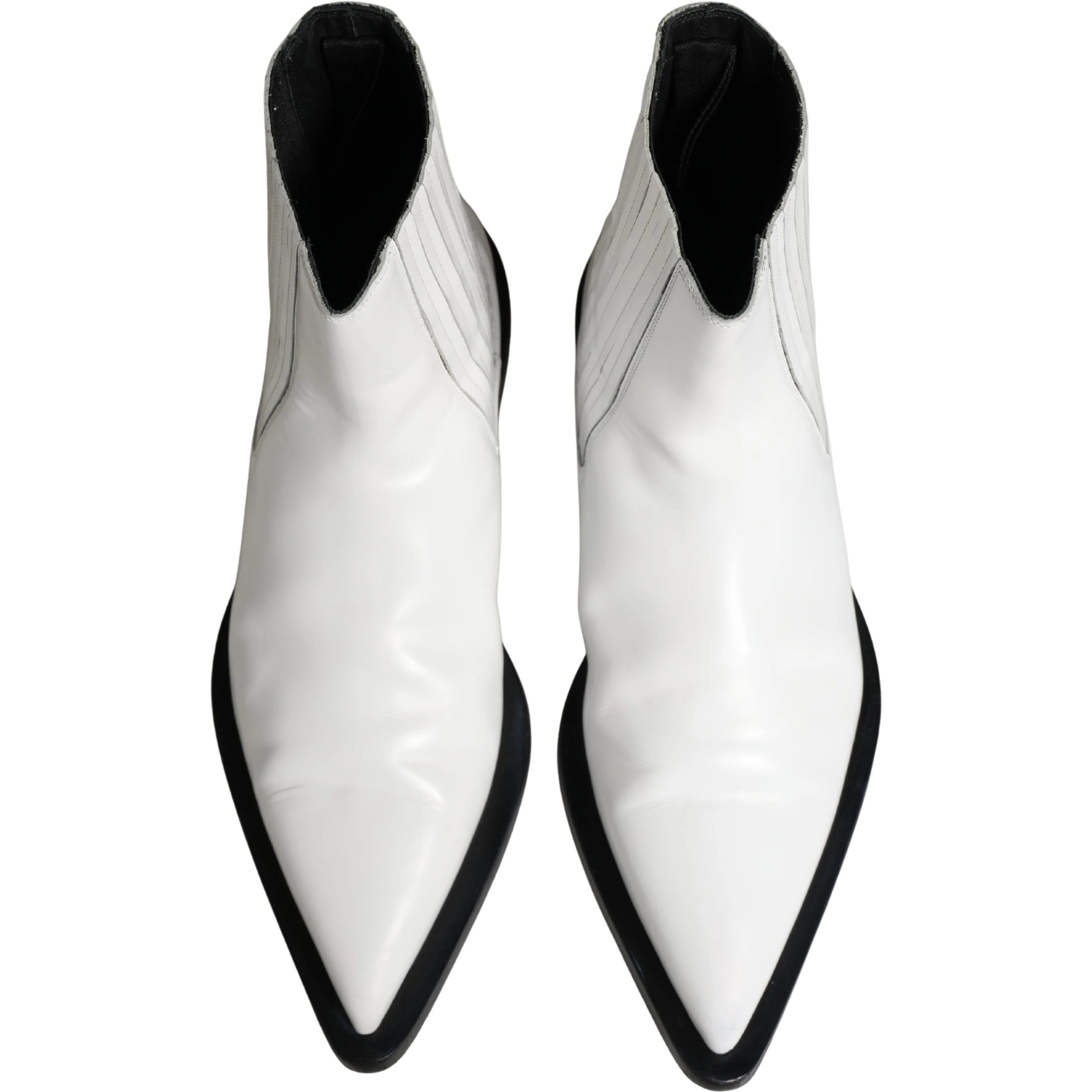 White Leather Chelsea SlipOn Ankle Boots Shoes