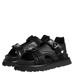 Black Logo Detailed Men Chunky Sandals Shoes