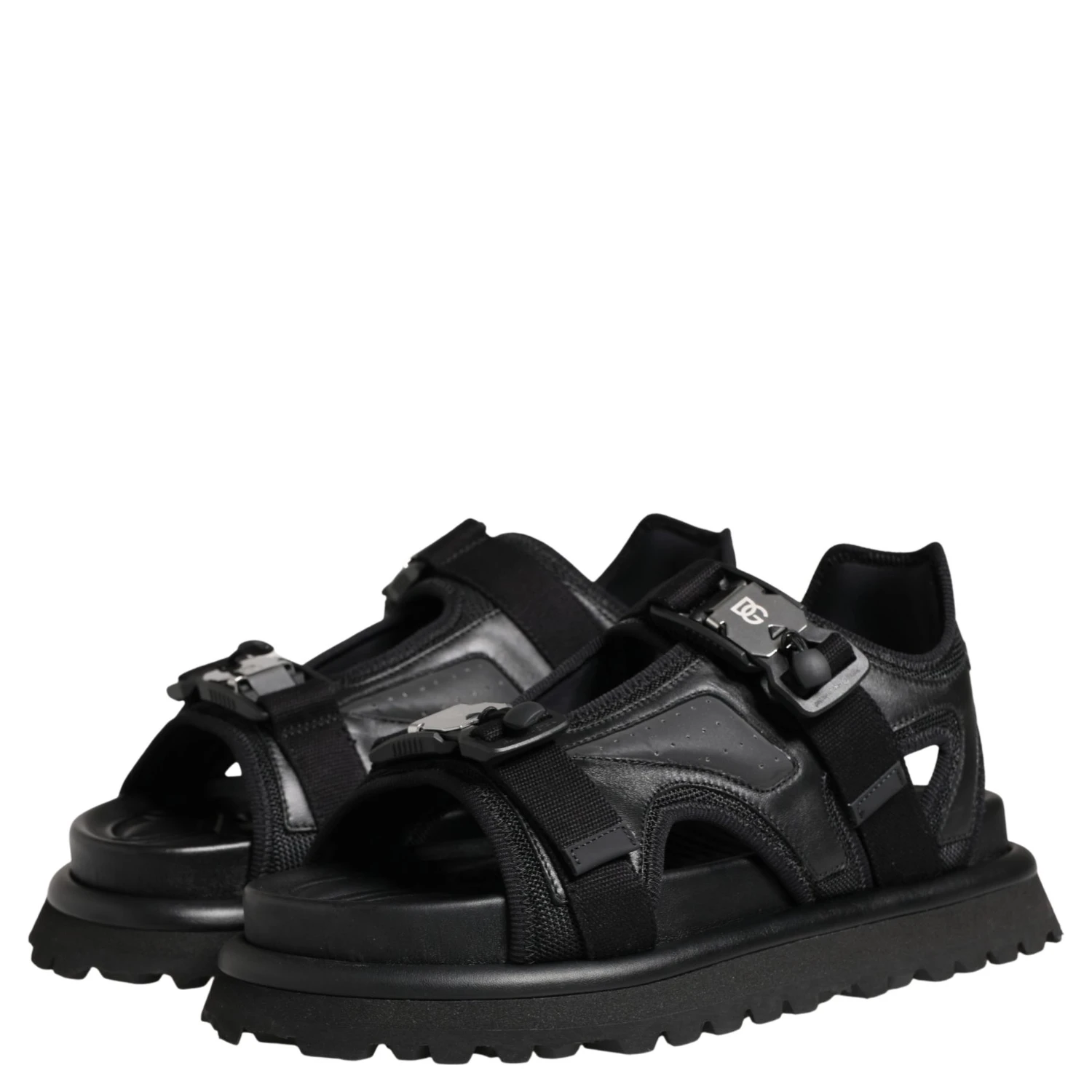 Black Logo Detailed Men Chunky Sandals Shoes