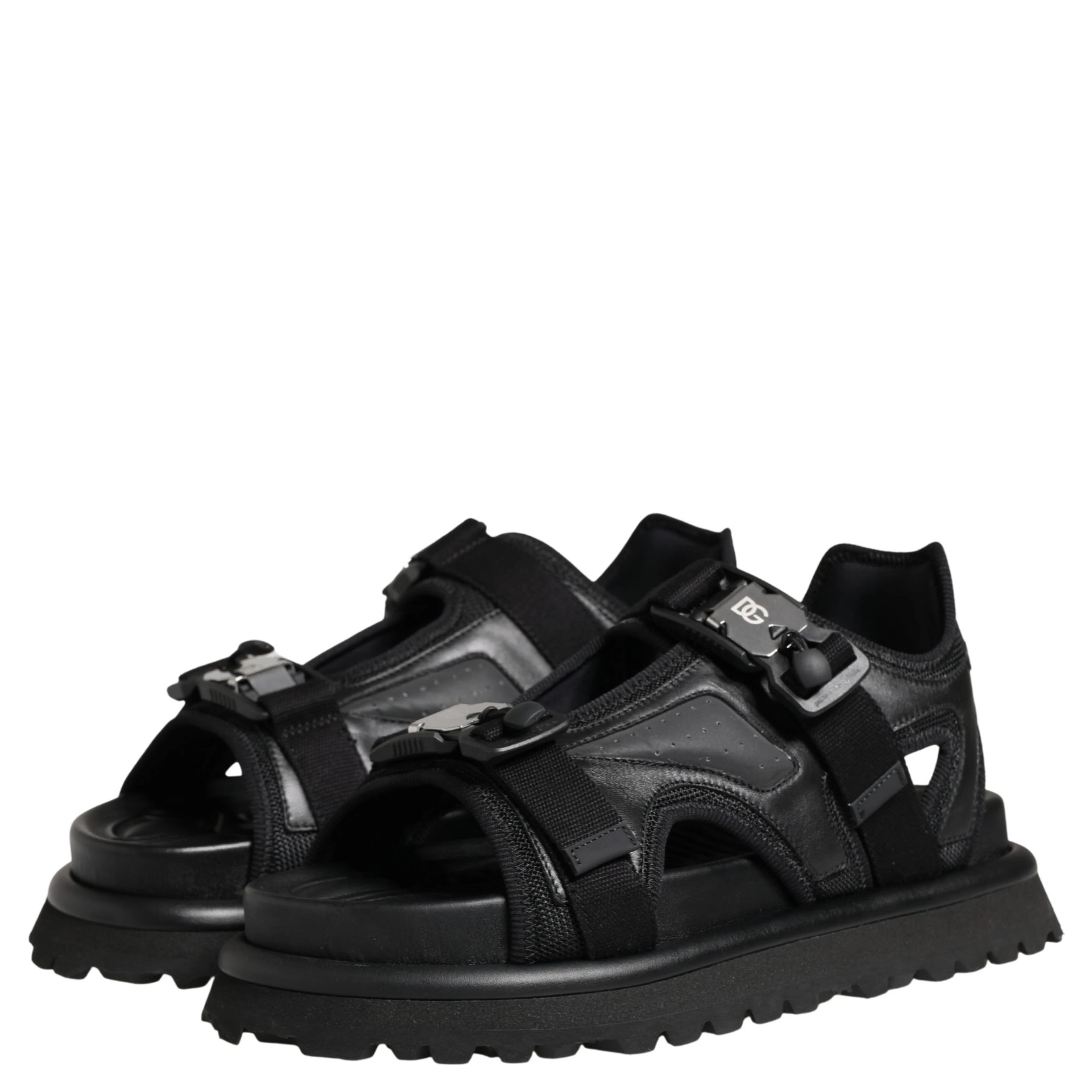 Black Logo Detailed Men Chunky Sandals Shoes