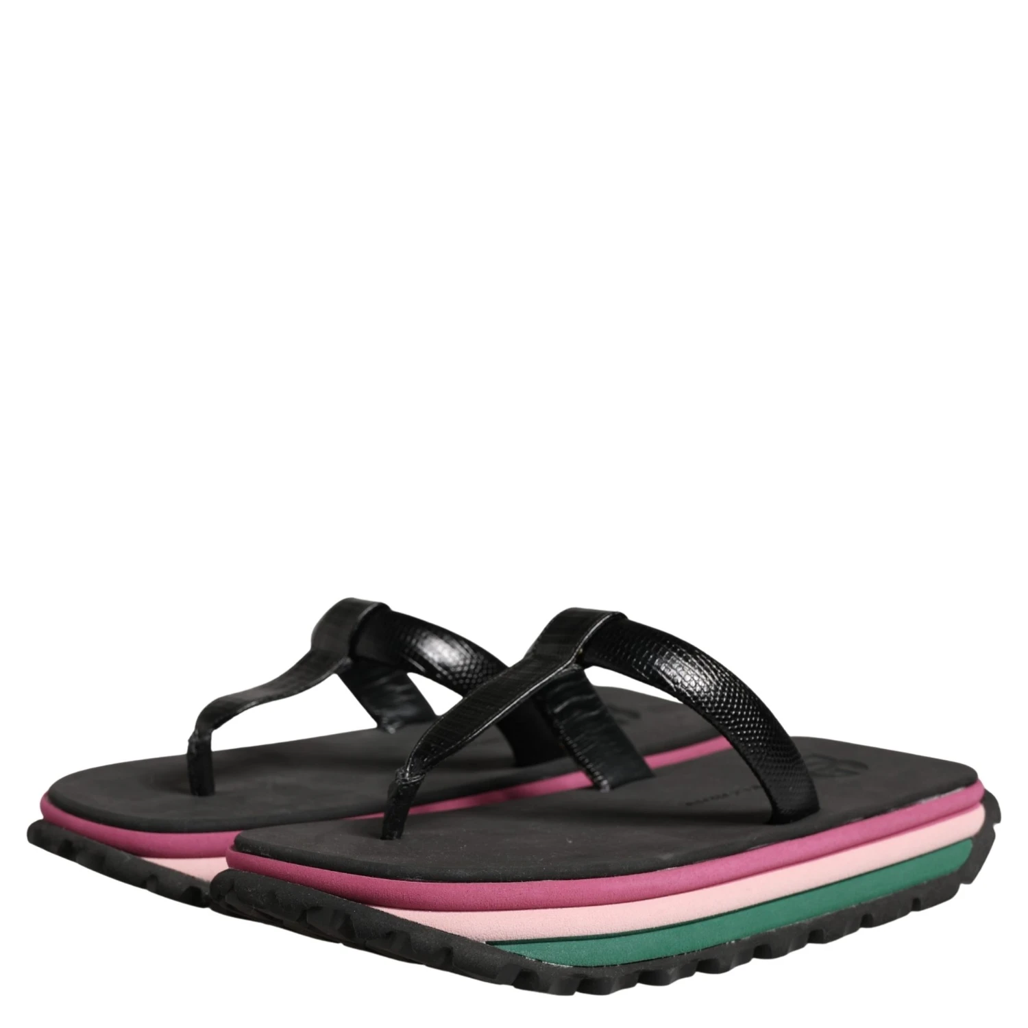 Multicolor Rubber Chunky Flip Flop Shoes