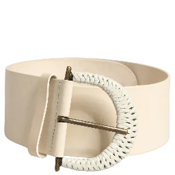 Off White Leather Waist Women Cintura Buckle Belt