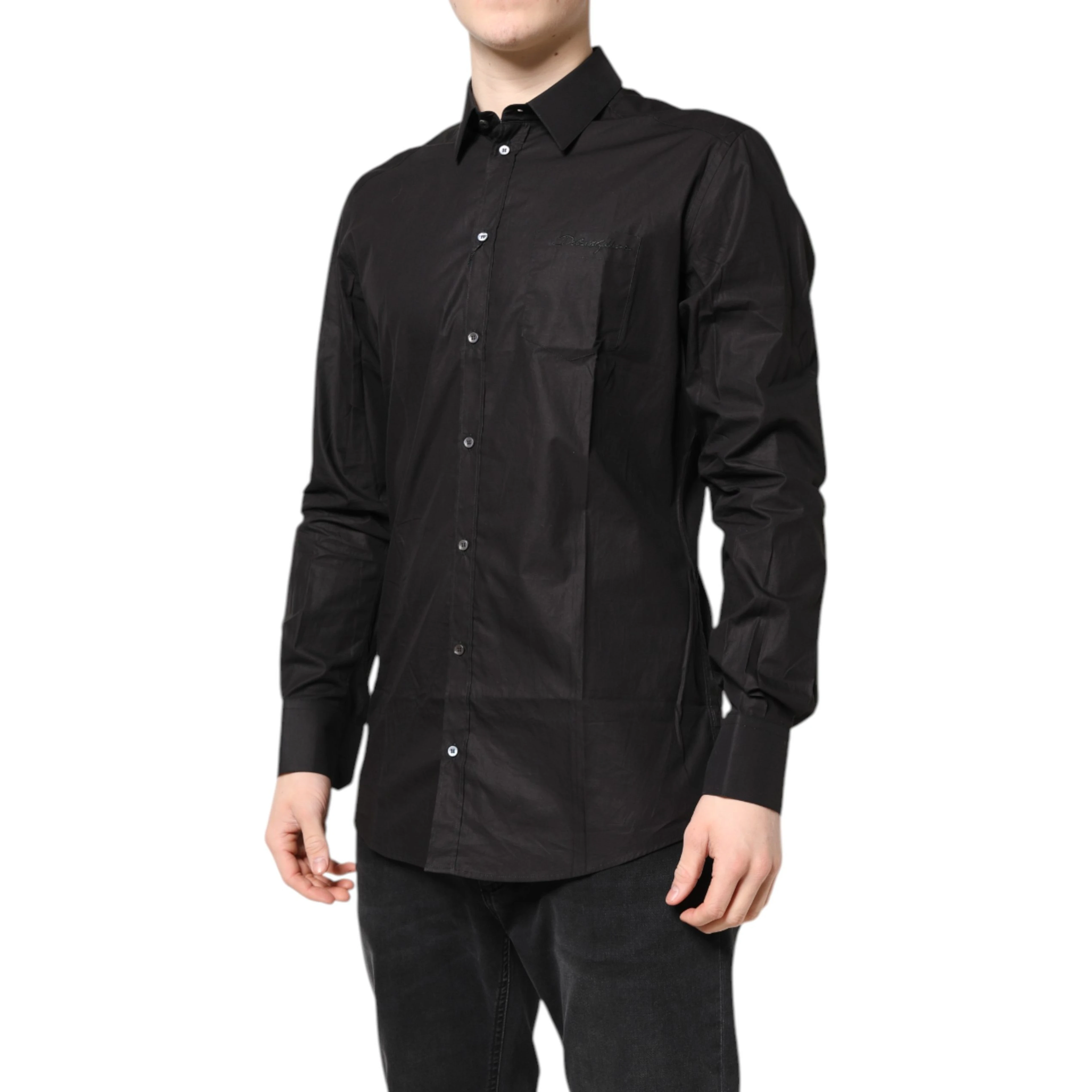 Black GOLD Cotton Collared Formal Dress Shirt