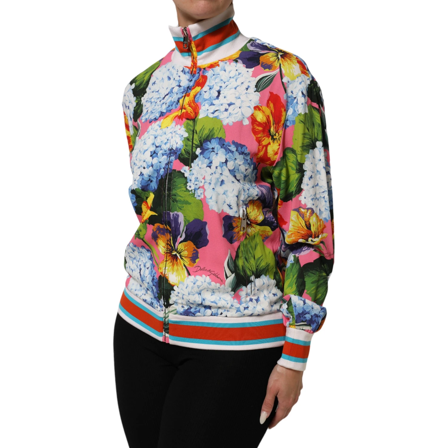 Multicolor Floral Print Zip Cardigan Jacket