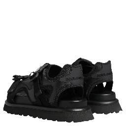 Black Logo Detailed Men Chunky Sandals Shoes