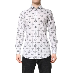 White GOLD Crown Cotton Dress Formal Shirt