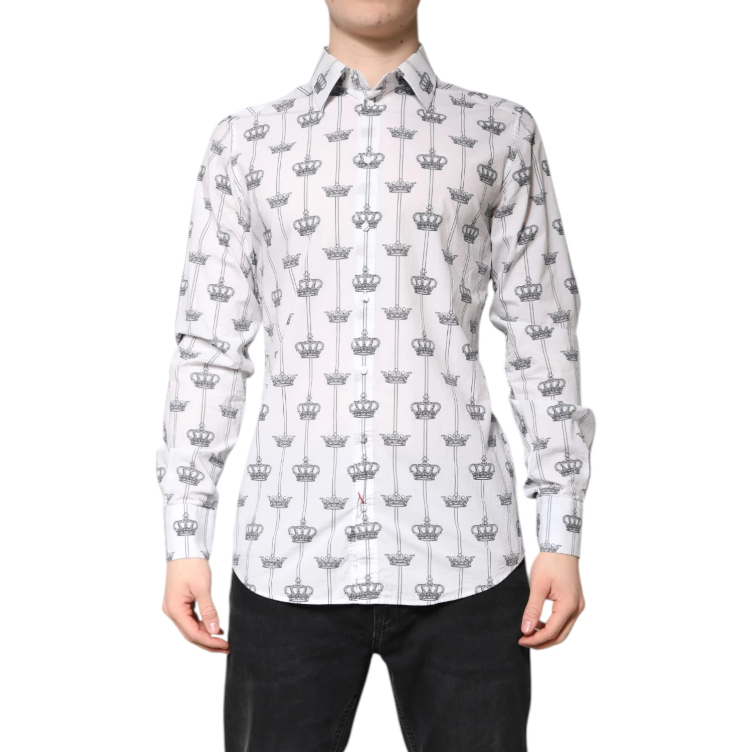 White GOLD Crown Cotton Dress Formal Shirt