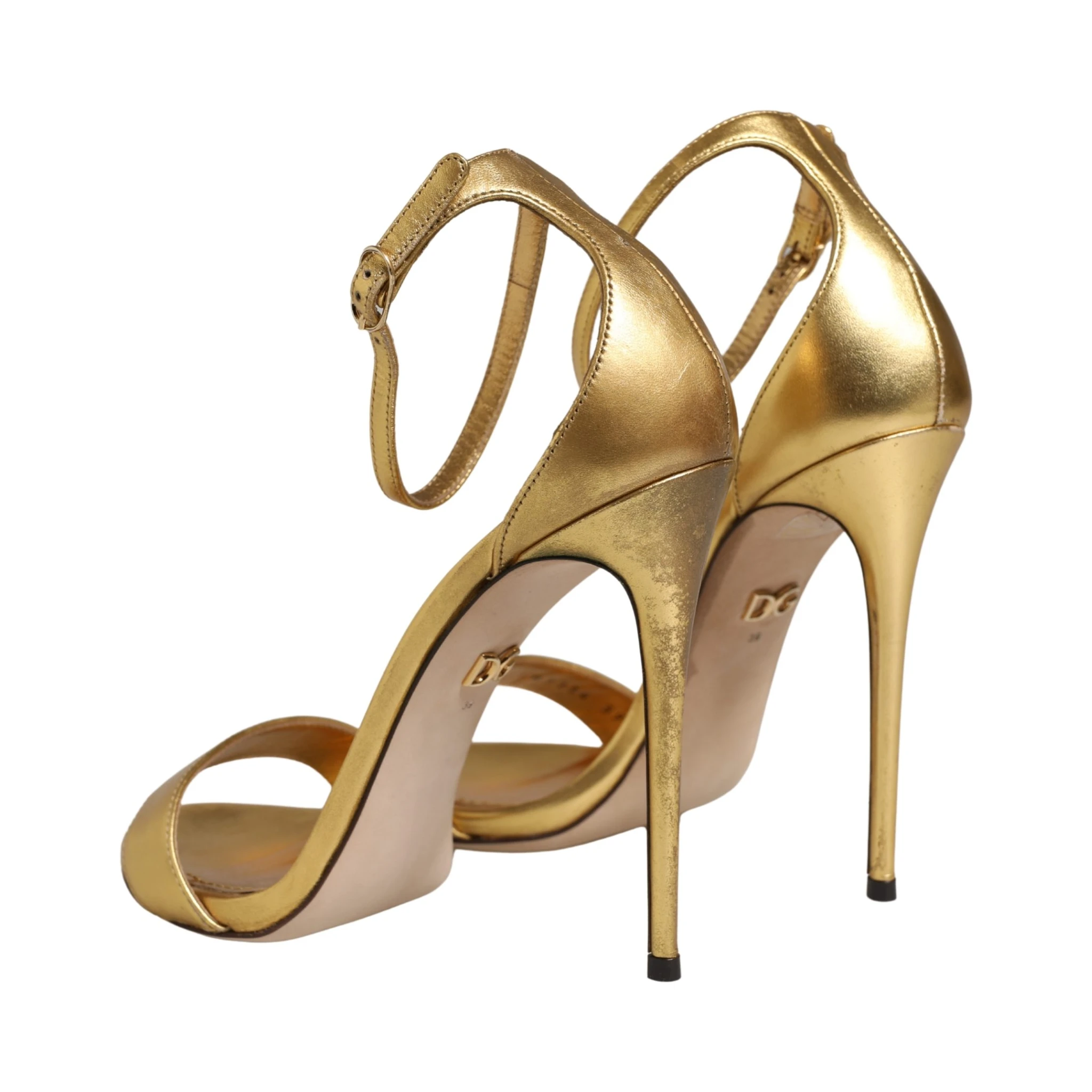Gold Leather Keira High Heels Sandals Shoes