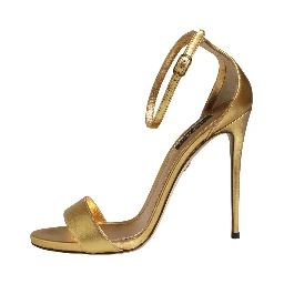 Gold Leather Keira High Heels Sandals Shoes