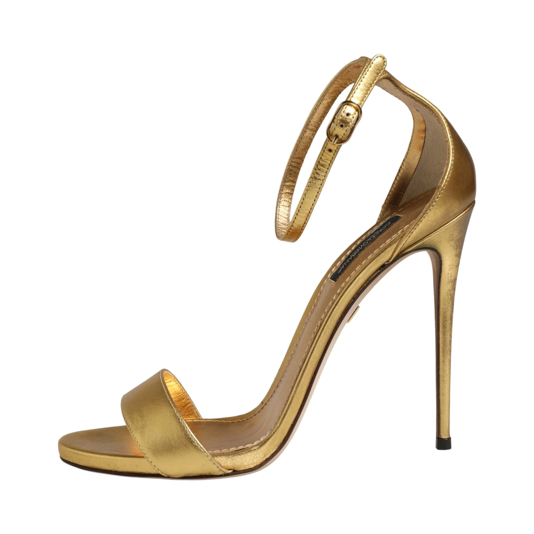 Gold Leather Keira High Heels Sandals Shoes