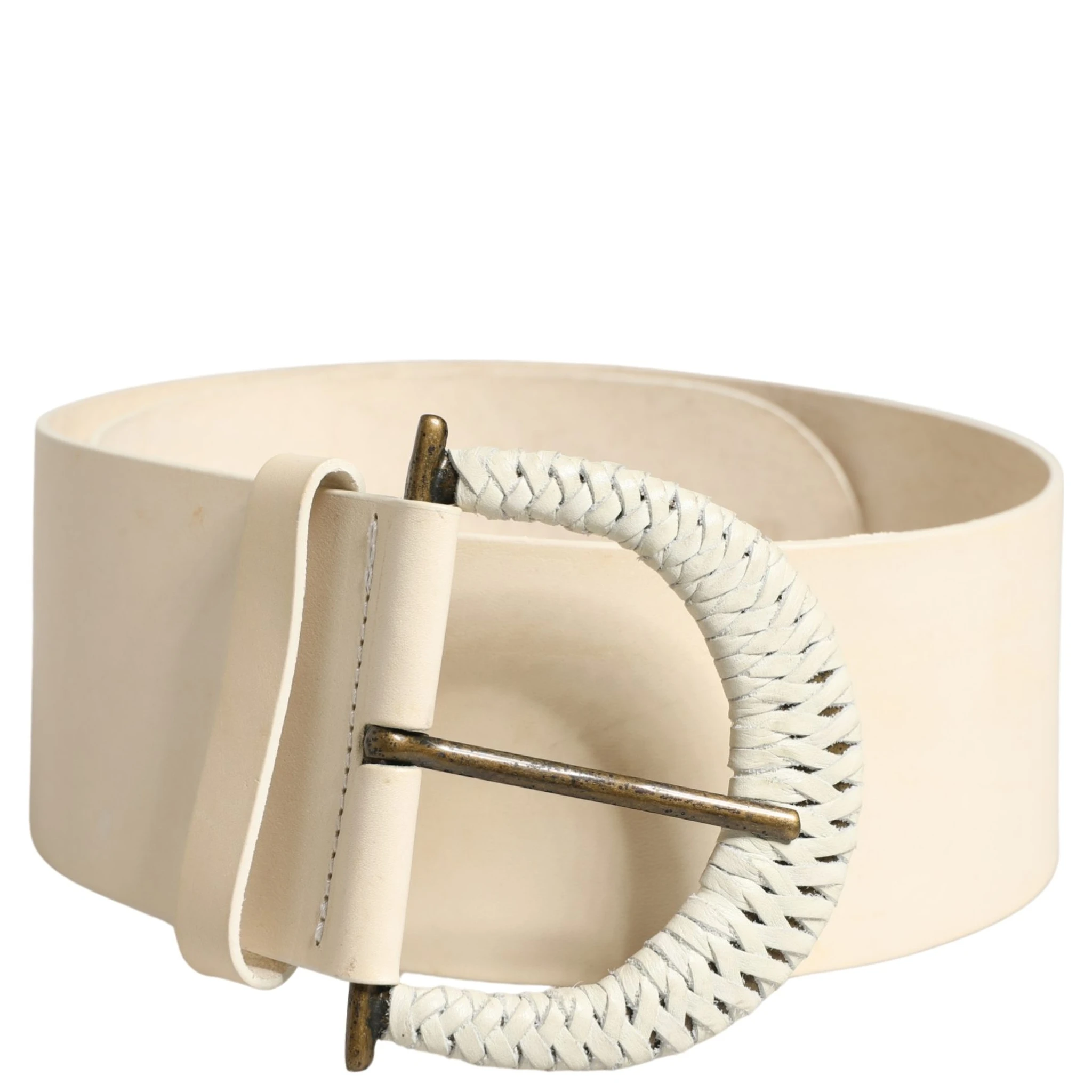 Off White Leather Waist Women Cintura Buckle Belt