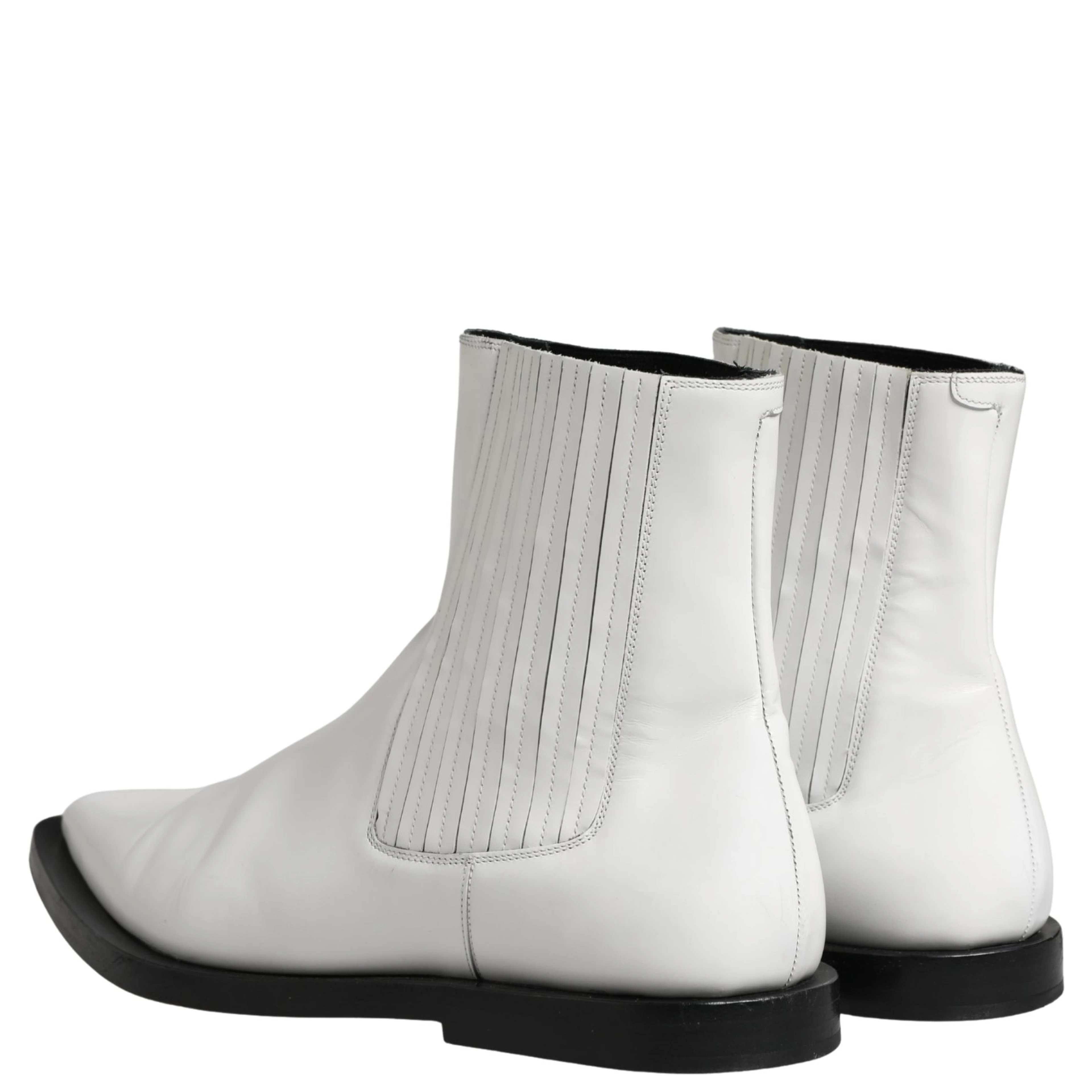 White Leather Chelsea SlipOn Ankle Boots Shoes