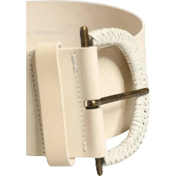 Off White Leather Waist Women Cintura Buckle Belt