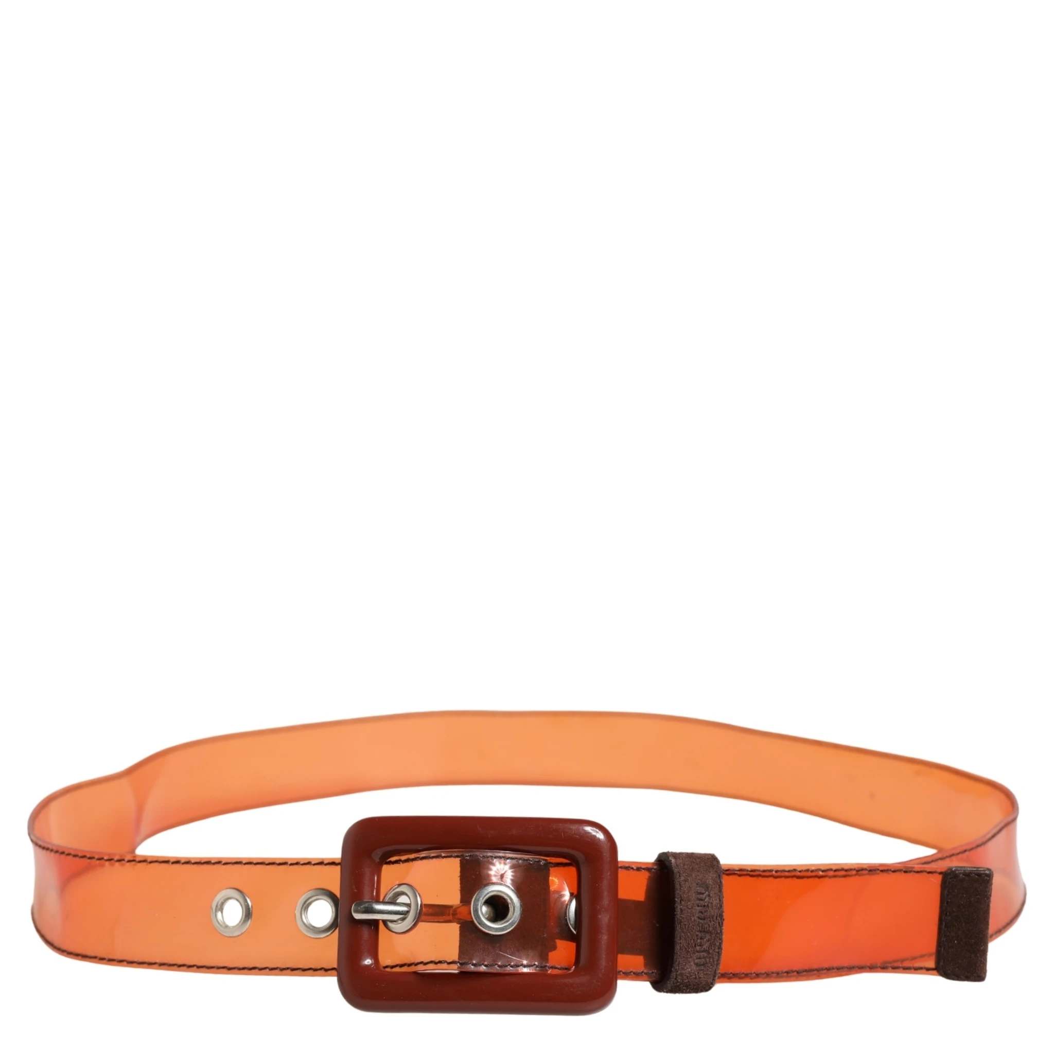 Orange PVC Waist Women Cintura Square Buckle Belt