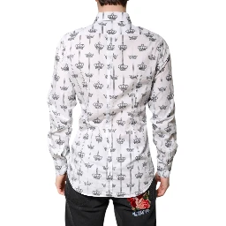White GOLD Crown Cotton Dress Formal Shirt