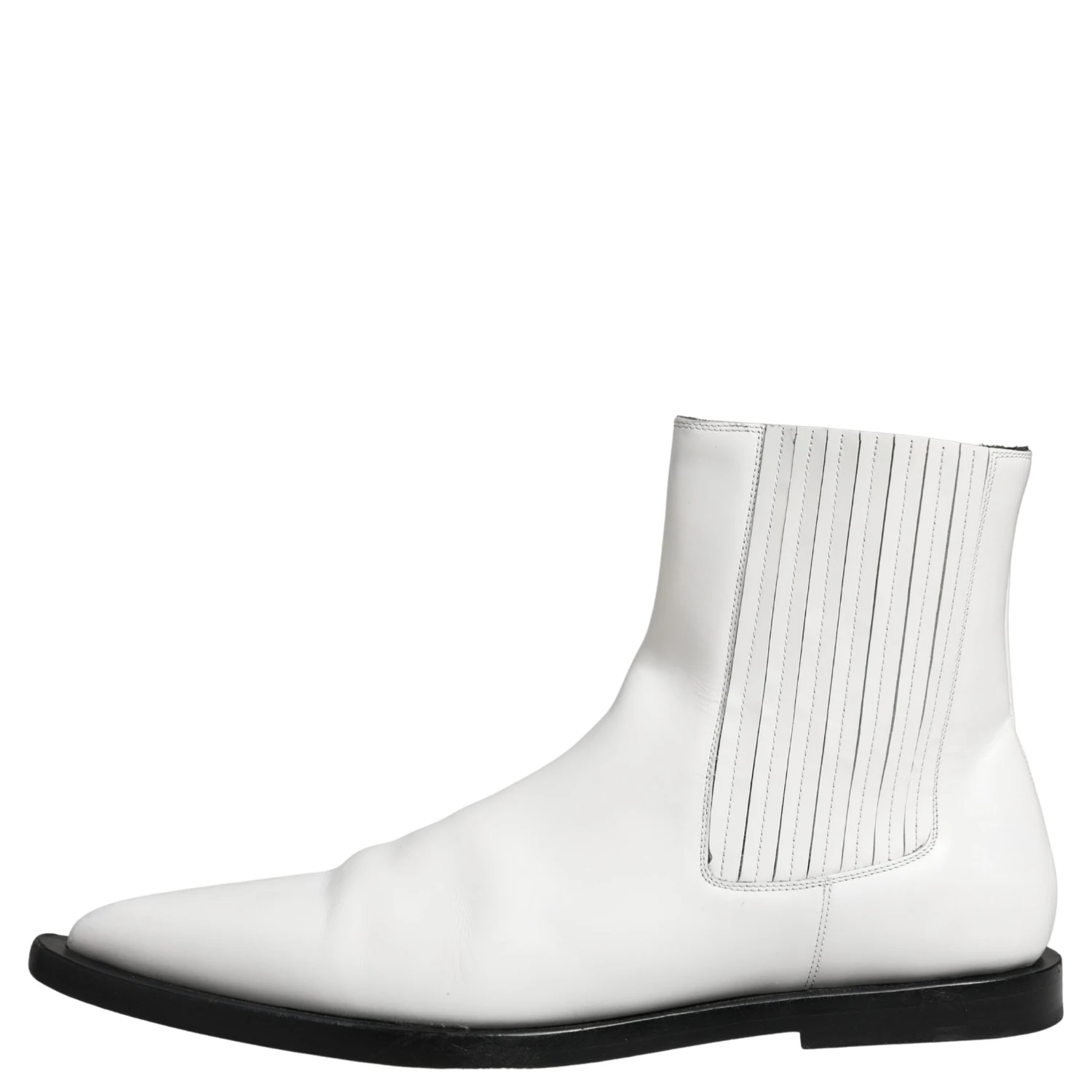 White Leather Chelsea SlipOn Ankle Boots Shoes