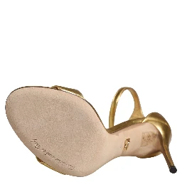 Gold Leather Keira High Heels Sandals Shoes