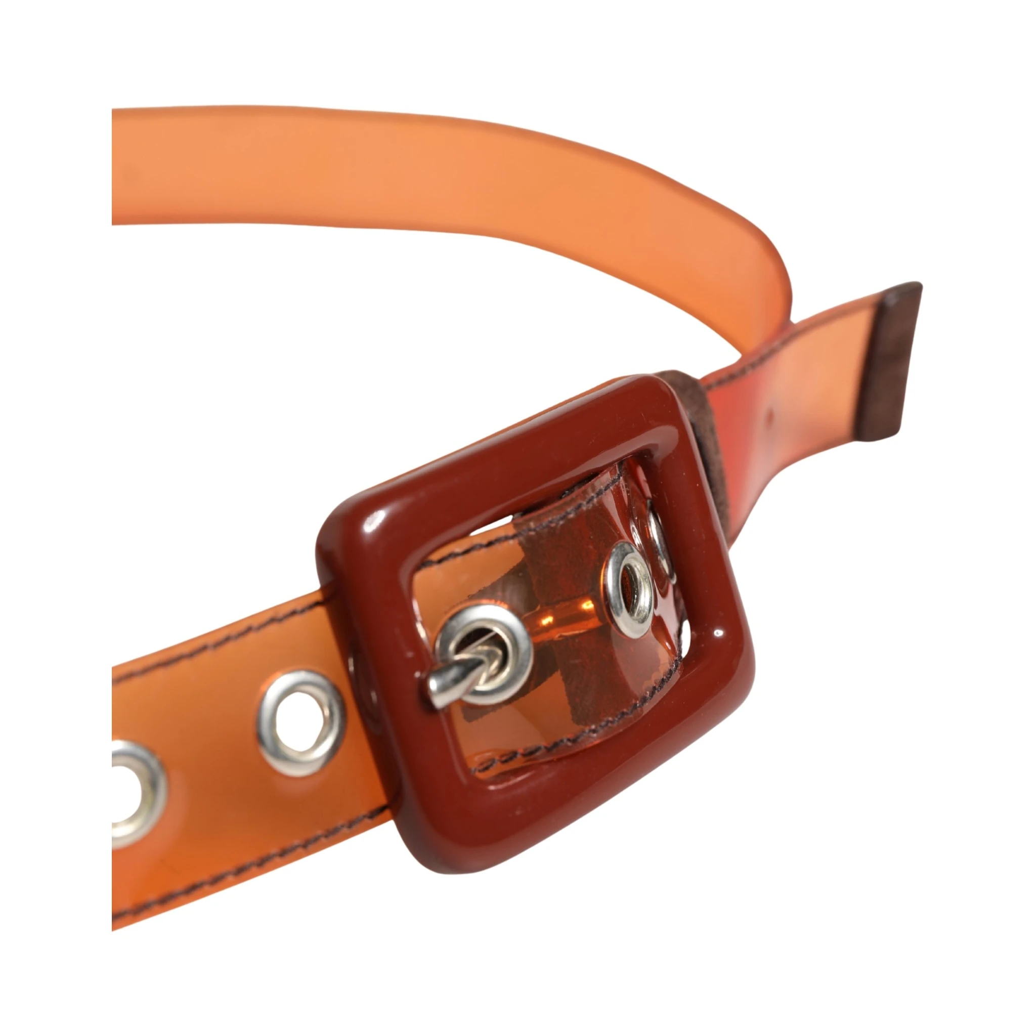 Orange PVC Waist Women Cintura Square Buckle Belt