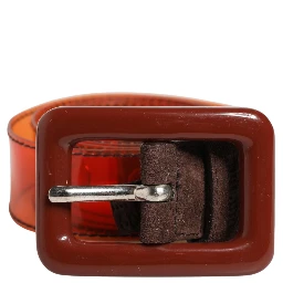 Orange PVC Waist Women Cintura Square Buckle Belt