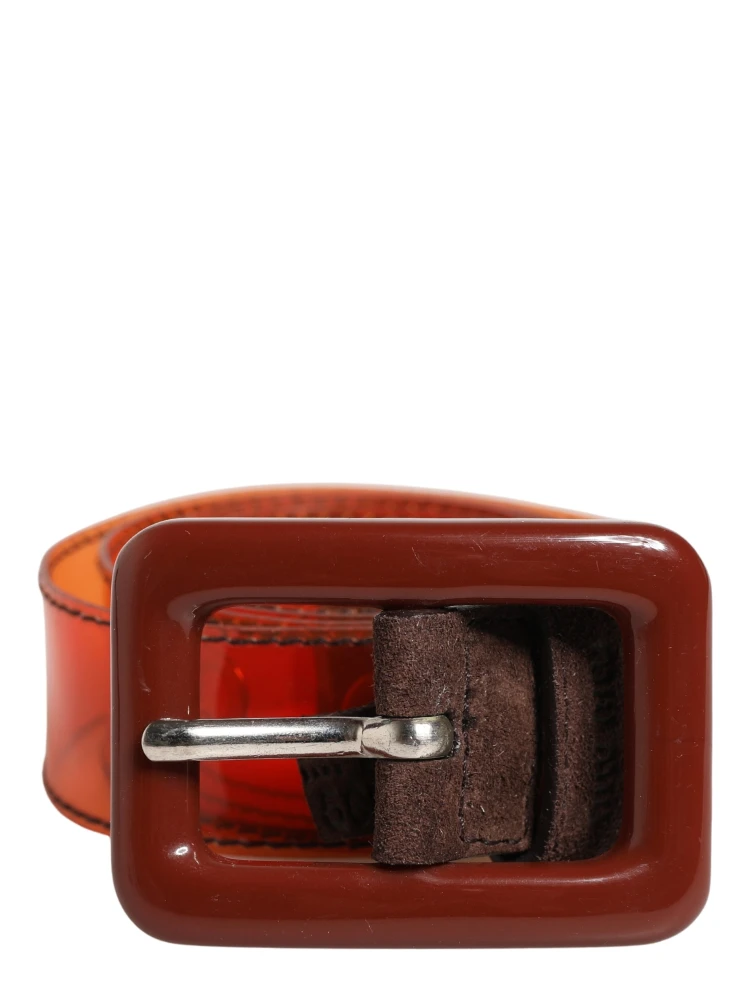 Orange PVC Waist Women Cintura Square Buckle Belt alternative