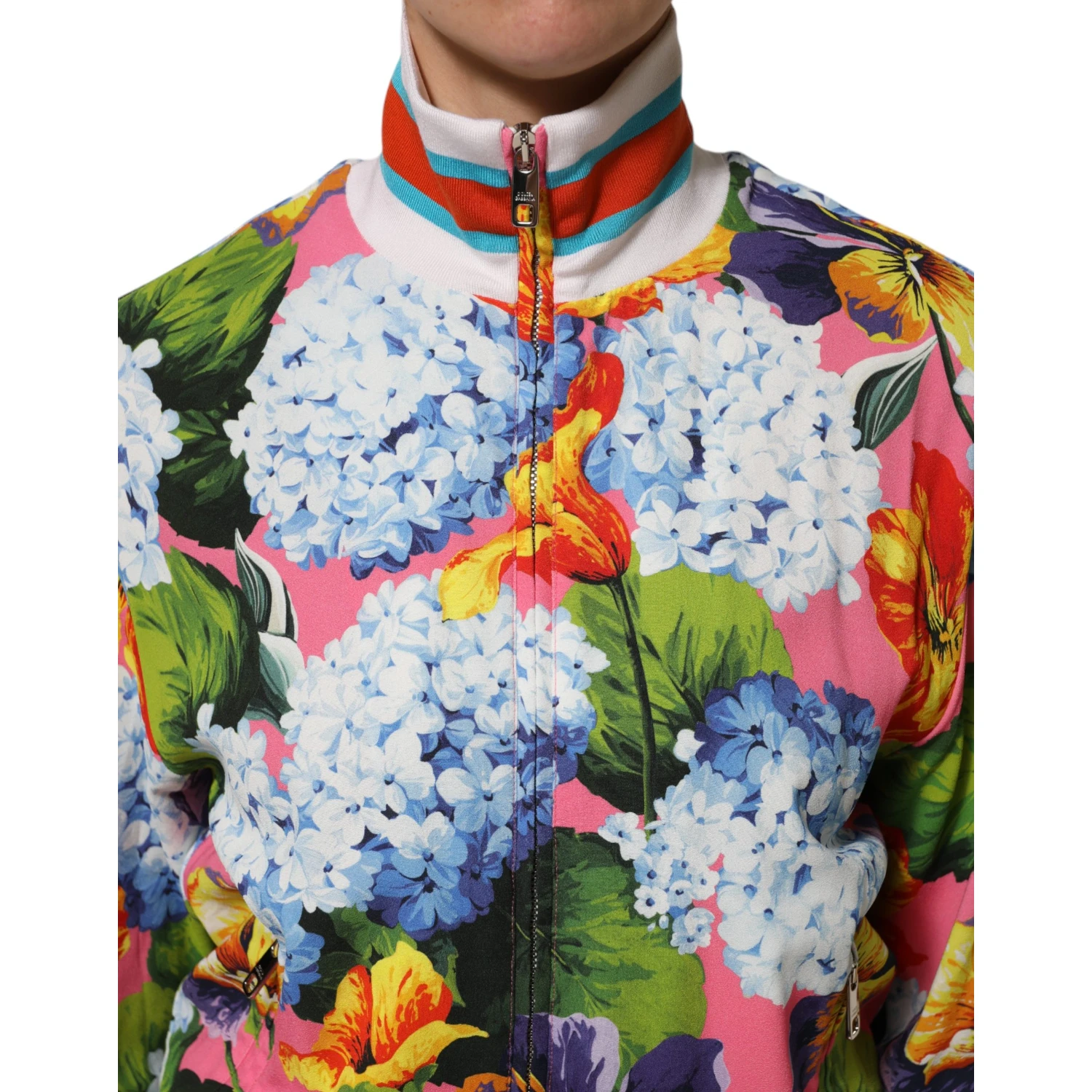 Multicolor Floral Print Zip Cardigan Jacket