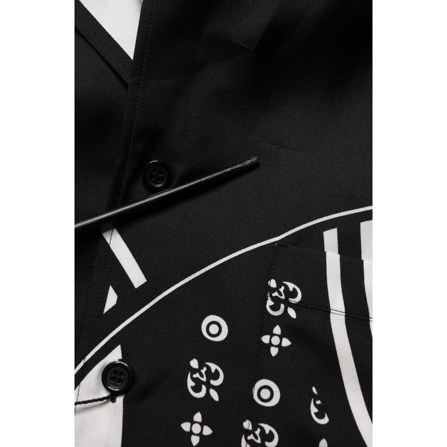 Black Silk Logo Print Short Sleeves Shirt