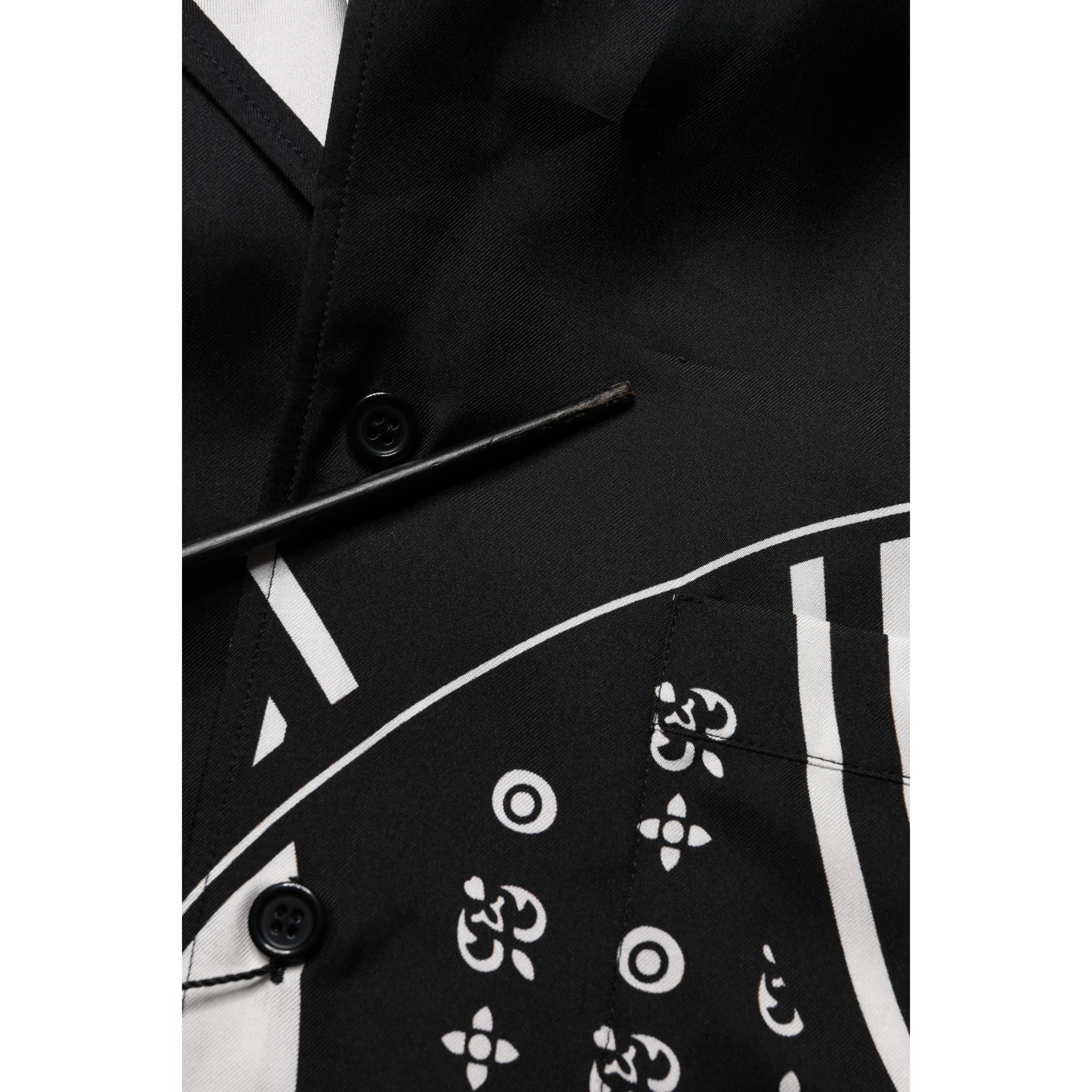 Black Silk Logo Print Short Sleeves Shirt