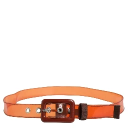 Orange PVC Waist Women Cintura Square Buckle Belt