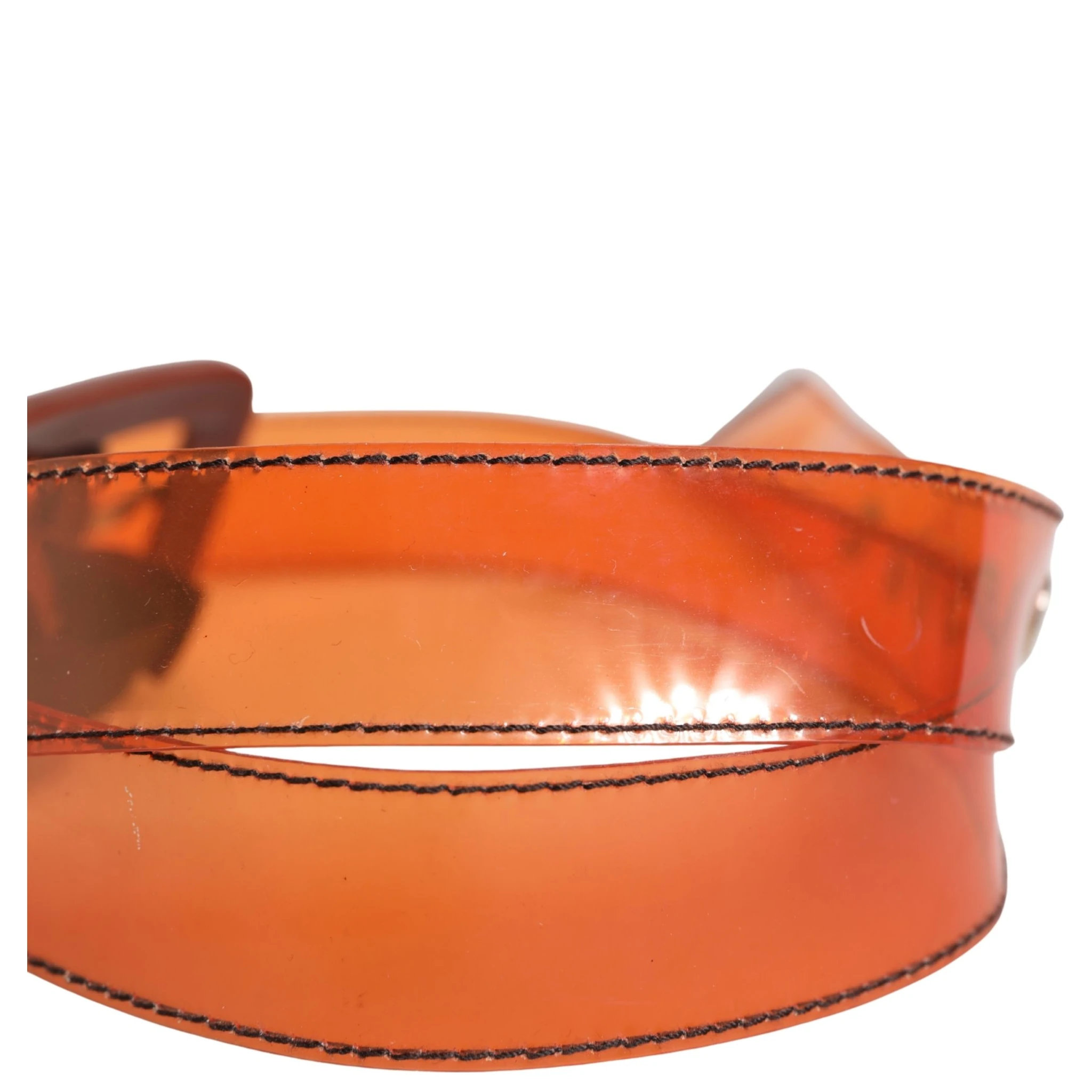 Orange PVC Waist Women Cintura Square Buckle Belt