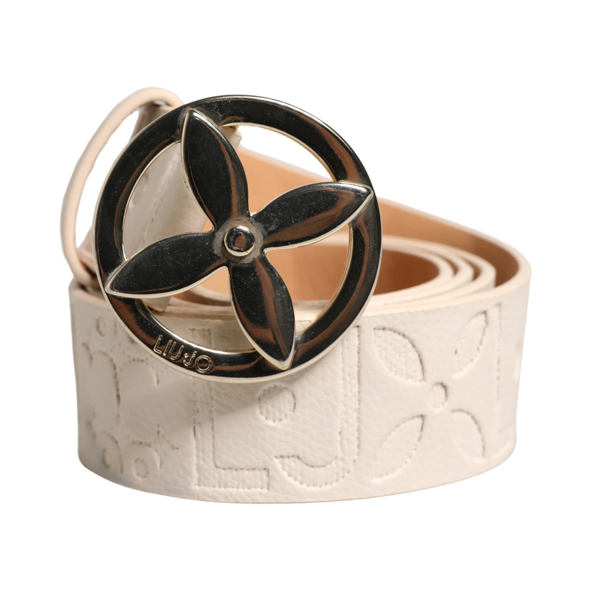 Beige Leather Wide Waist Silver Metal Buckle Waist Women Belt