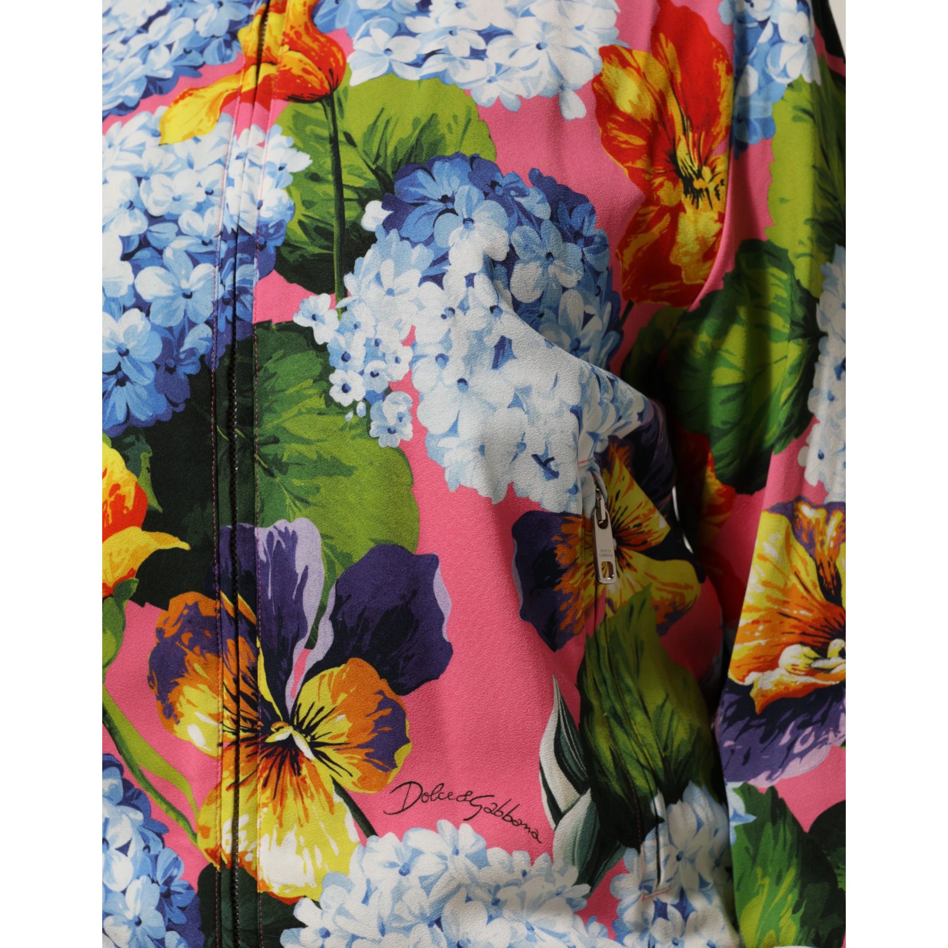 Multicolor Floral Print Zip Cardigan Jacket