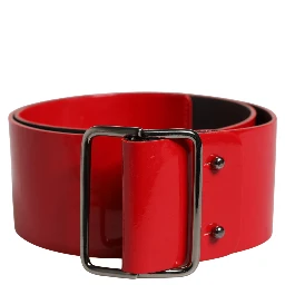 Red Wide Waist Silver Metal Buckle Belt