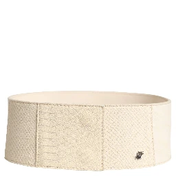 Off White Waxed Cotton Wide Fashion Waistband Belt