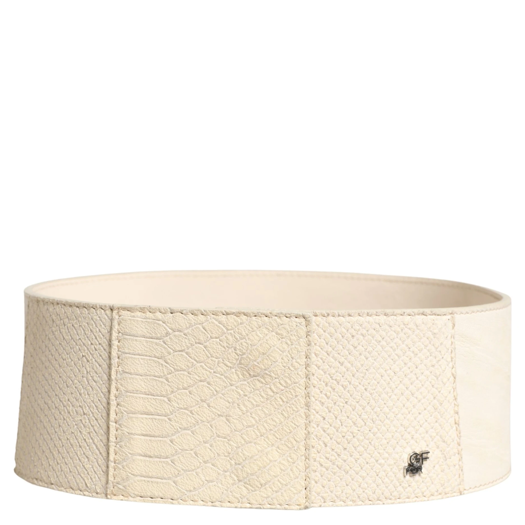 Off White Waxed Cotton Wide Fashion Waistband Belt