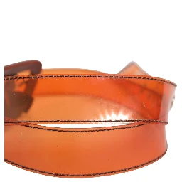 Orange PVC Waist Women Cintura Square Buckle Belt