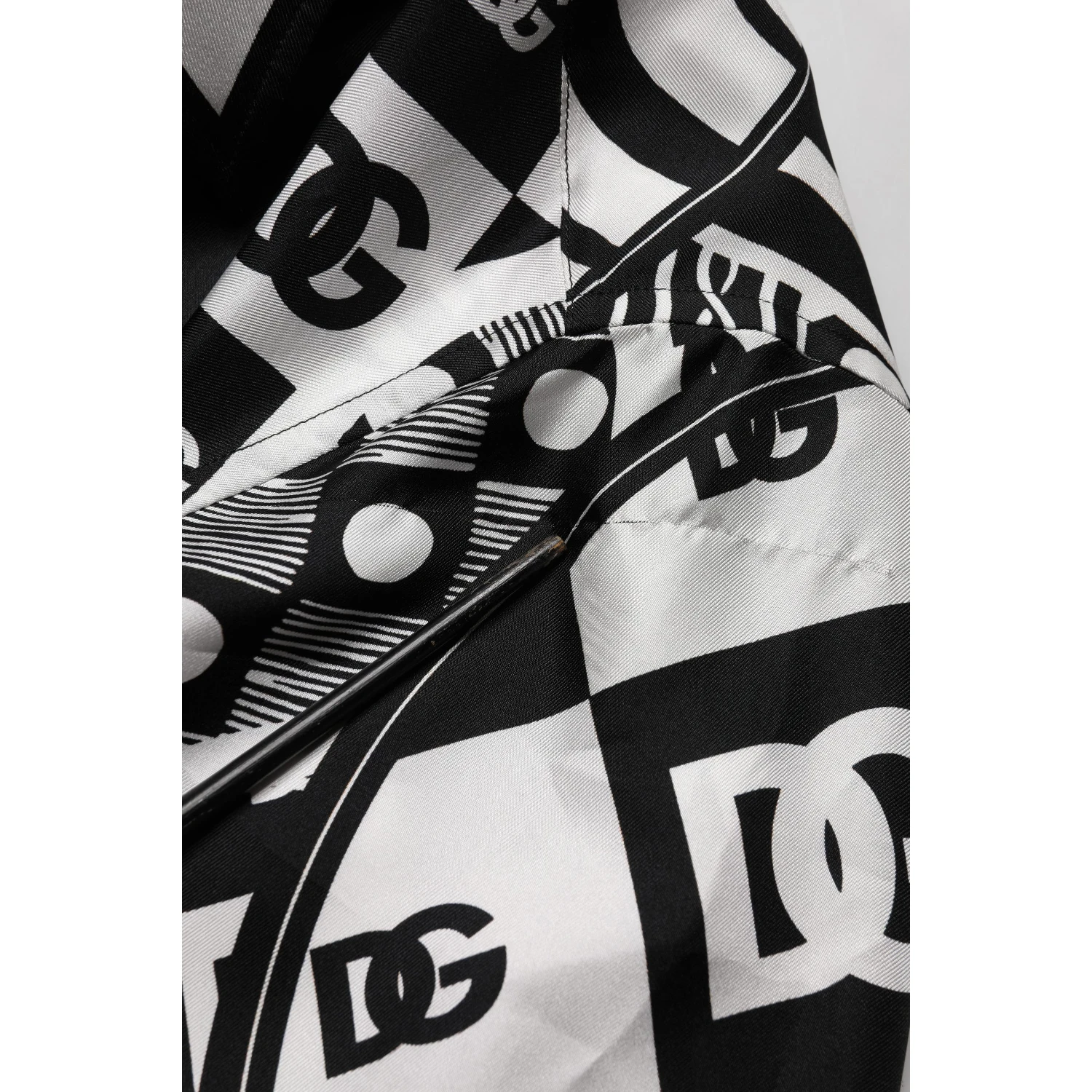 Black Silk Logo Print Short Sleeves Shirt