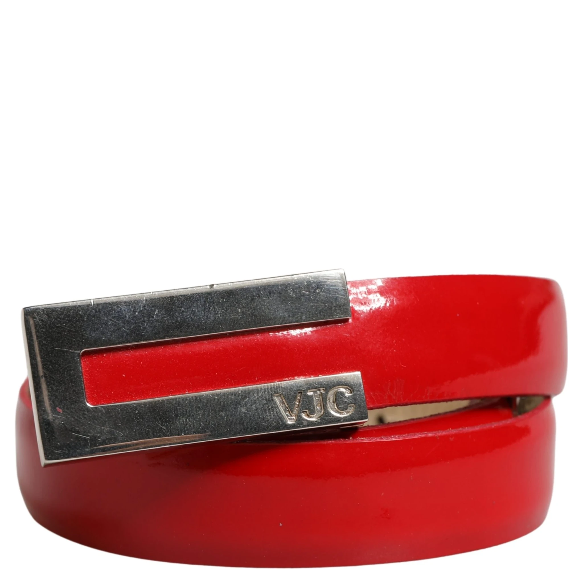 Red Glossy Leather Metal Buckle Belt