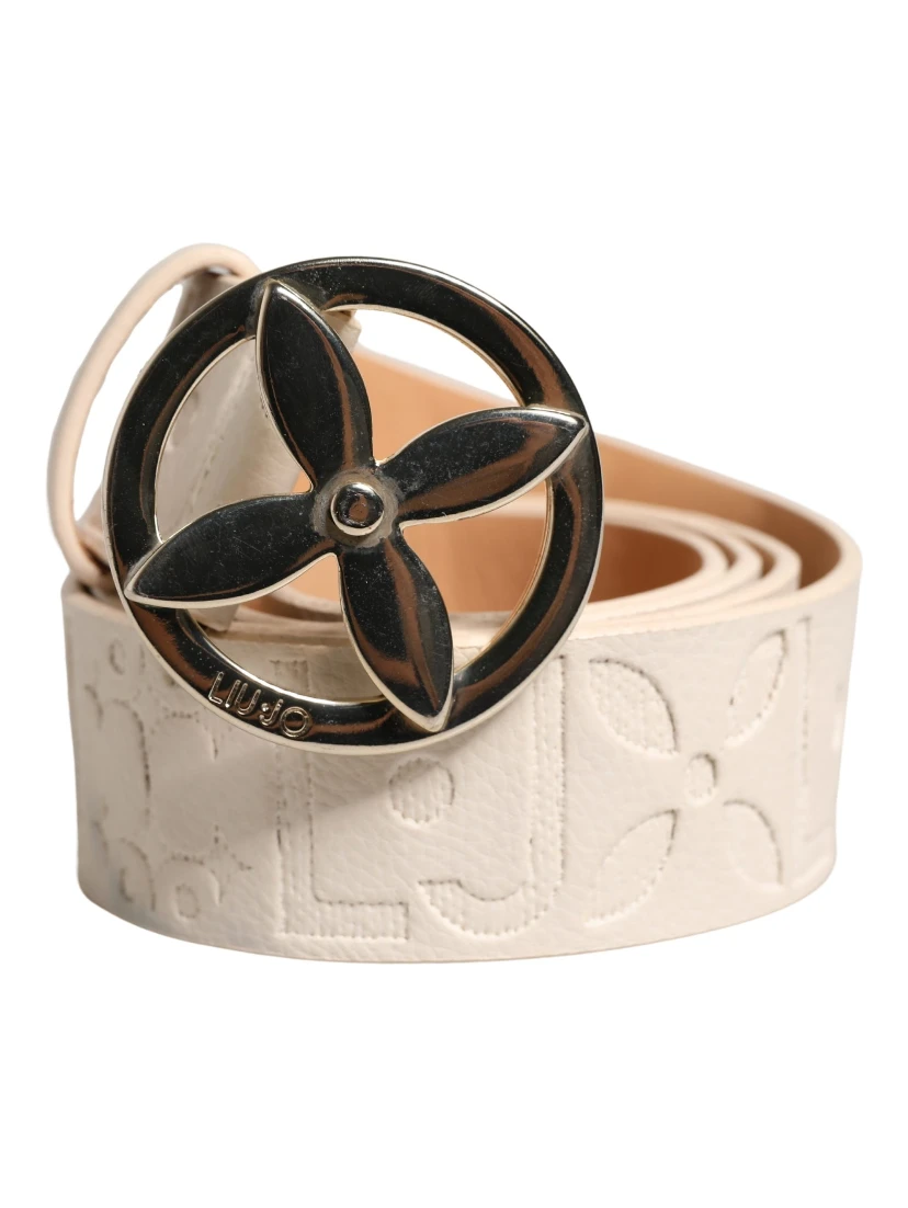 Beige Leather Wide Waist Silver Metal Buckle Waist Women Belt