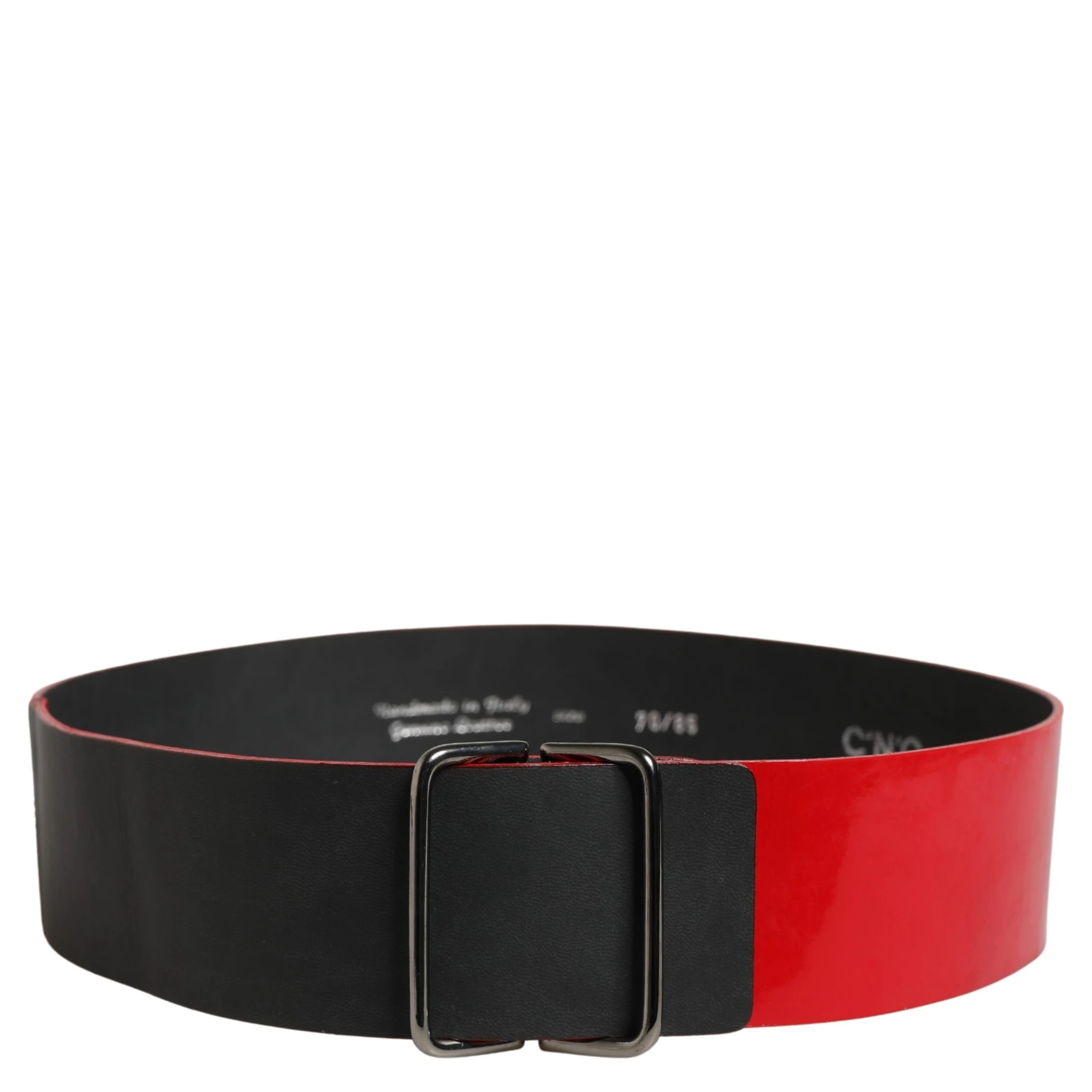 Red Wide Waist Silver Metal Buckle Belt