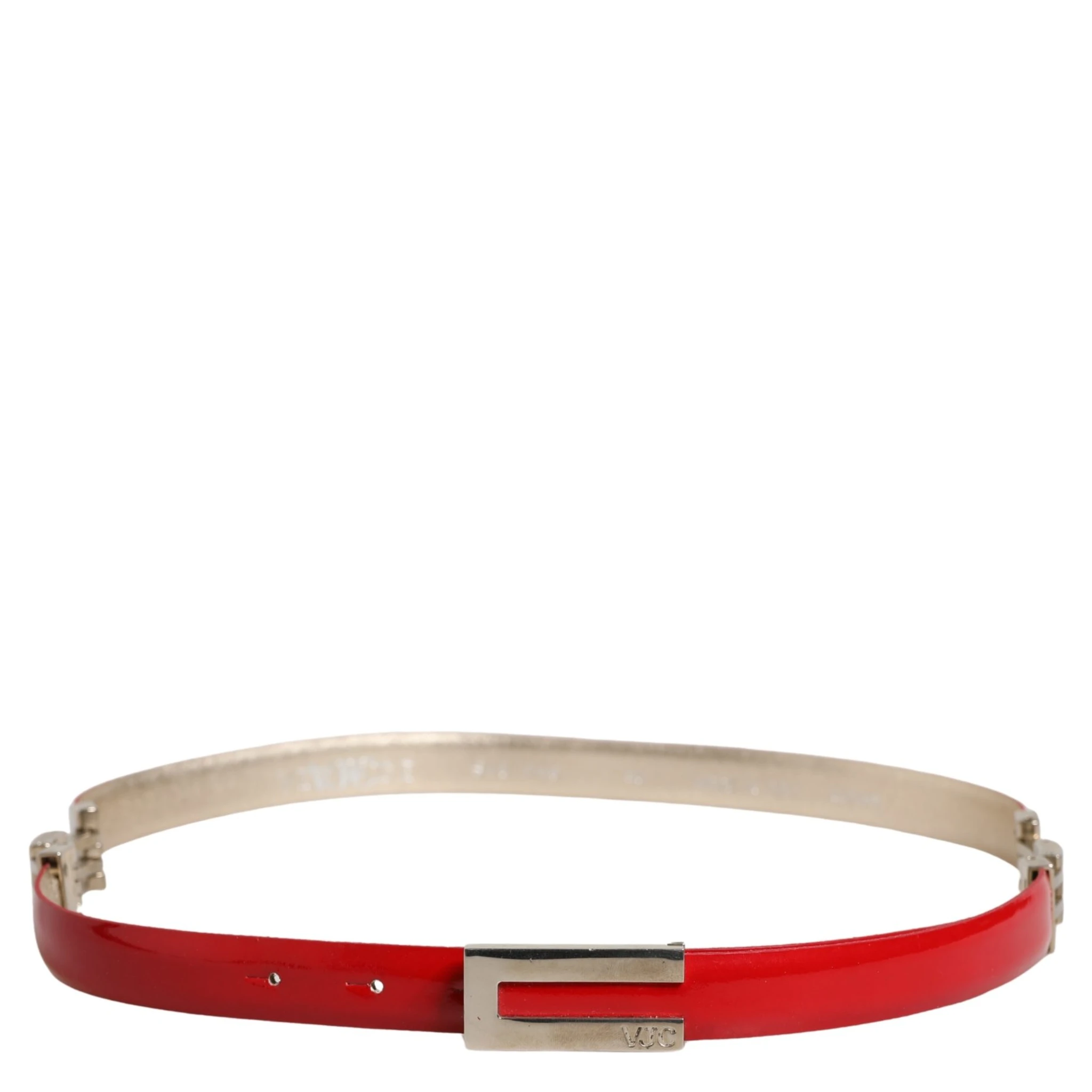 Red Glossy Leather Metal Buckle Belt