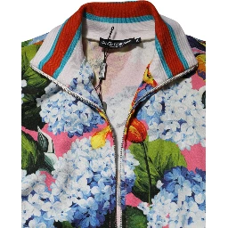 Multicolor Floral Print Zip Cardigan Jacket