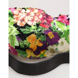 Multicolor Floral Wide Waist Gold Metal Buckle Cintura Belt
