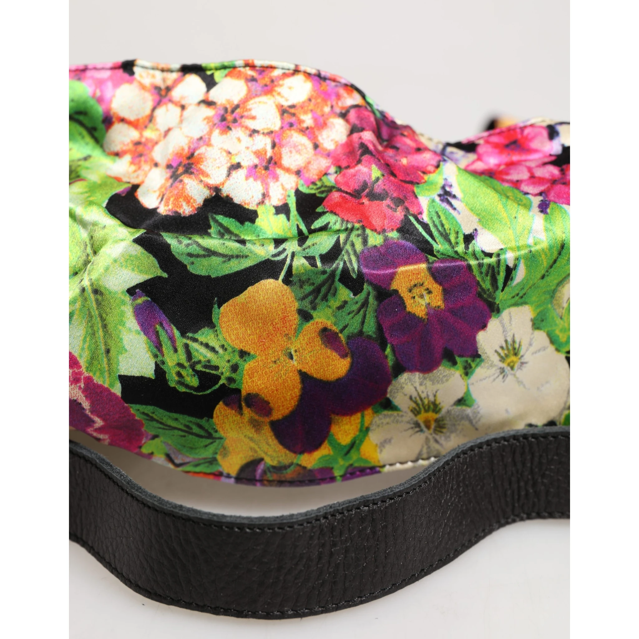 Multicolor Floral Wide Waist Gold Metal Buckle Cintura Belt