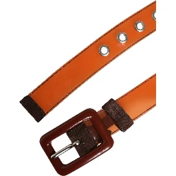 Orange PVC Waist Women Cintura Square Buckle Belt