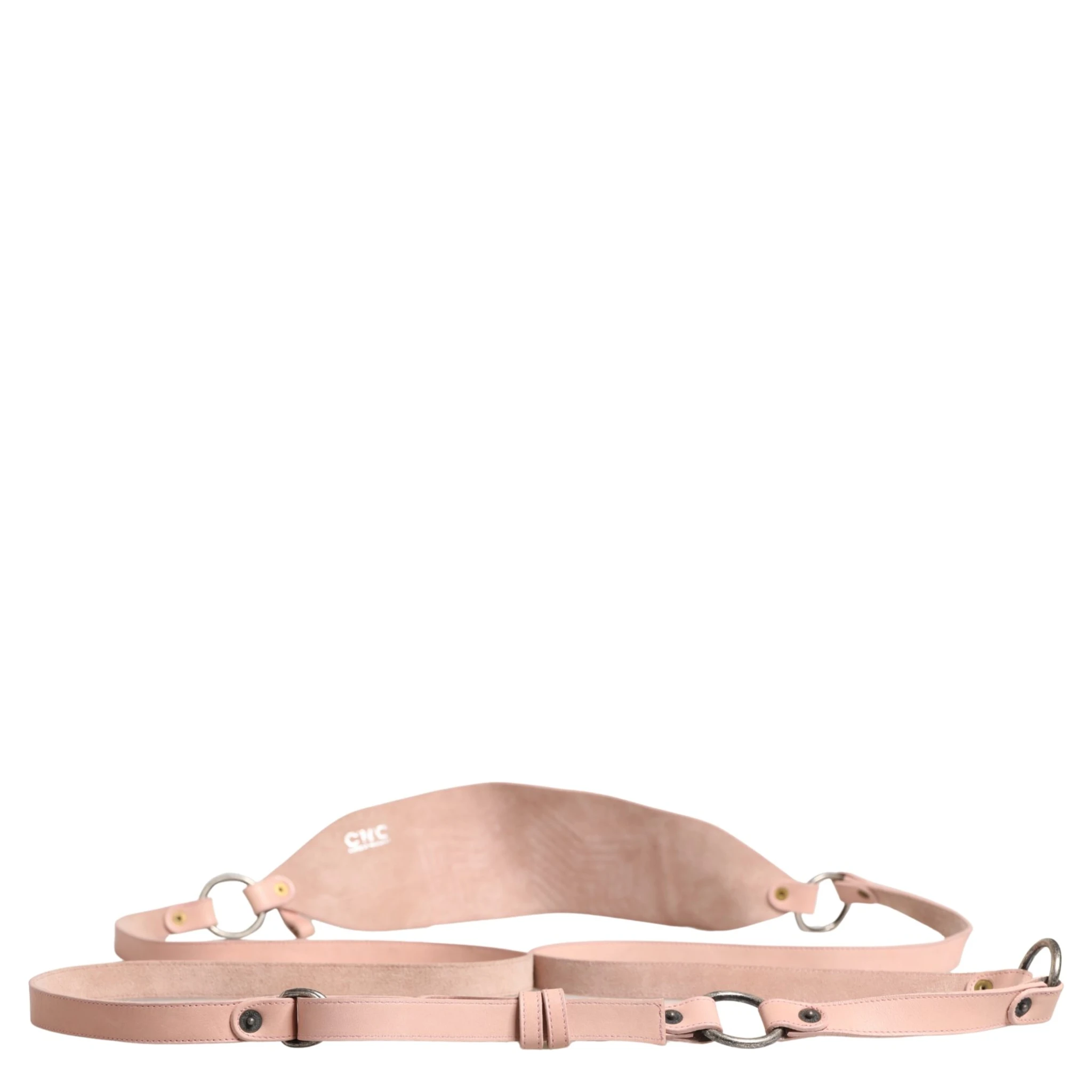 Light Pink Leather Wide Waist Round Buckle Belt