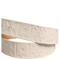 Beige Leather Wide Waist Silver Metal Buckle Waist Women Belt